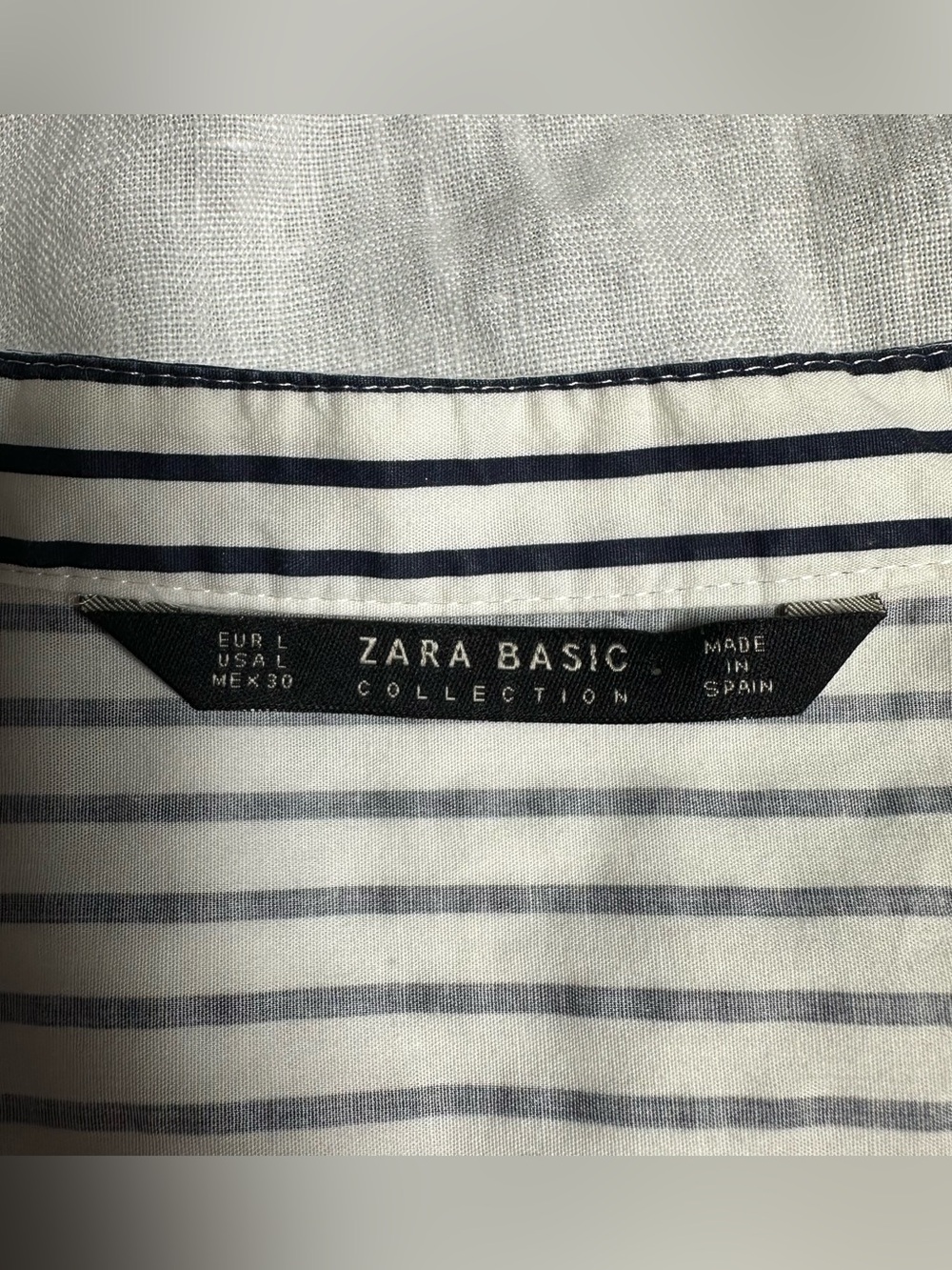 Zara Basic Striped High Low Tunic Button Front Blouse Shirt Size L Blue White - Picture 10 of 14
